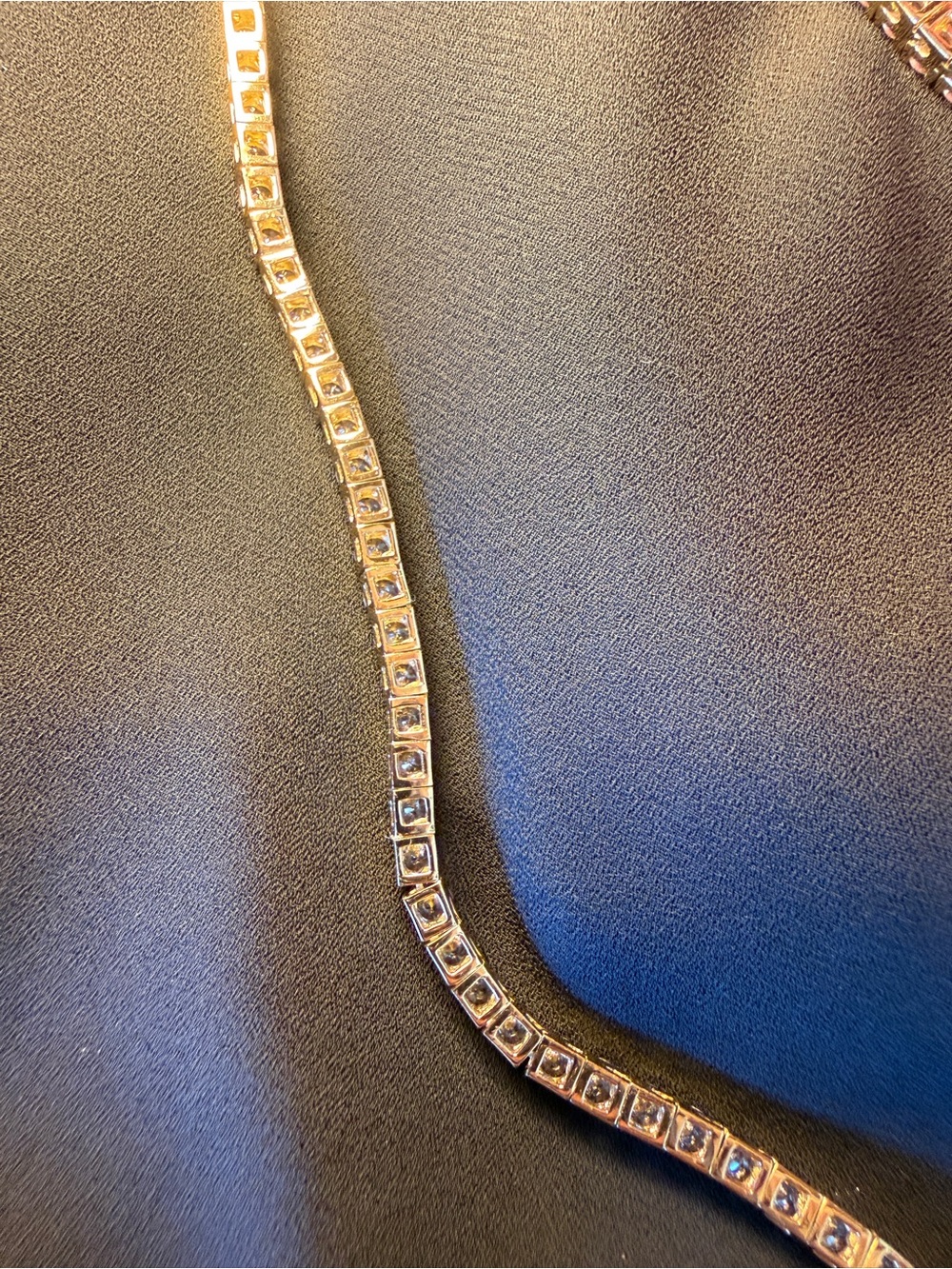 Classic Gold Tennis Necklace with Clear Crystals - Picture 6 of 11